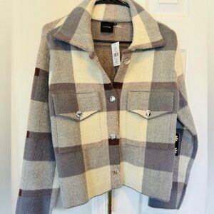 Plaid Shacket in Cream and Gray